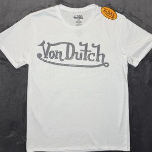 Von-dutch Men's White and Black T-shirt